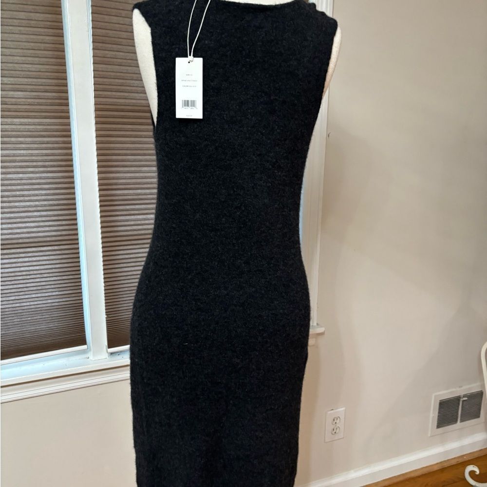 Vince Charcoal Sleeveless V Neck Sweater Dress - Picture 3 of 8